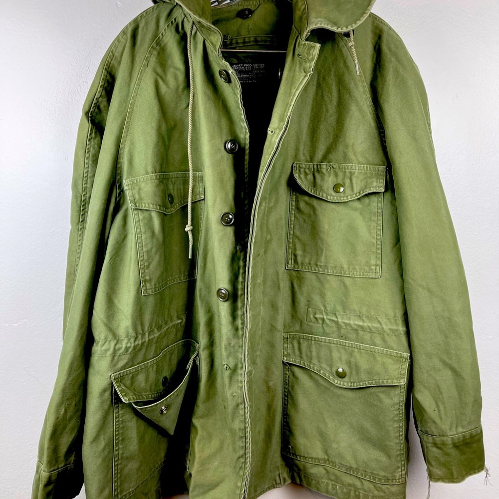 1961 John Ownbey Co. USAF Green Cotton Sateen Field Jacket Large Short